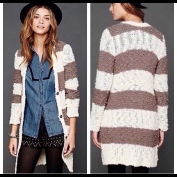 Free People ❄️ Rugby Striped Long Cardigan - Picture 2 of 8